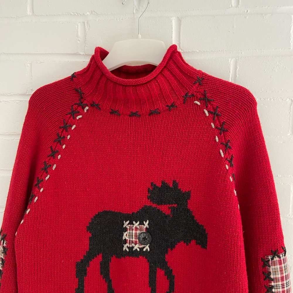 PBJ Sport Old-Style Y2K Moose Theme Christmas Sweater Size M - Picture 3 of 7